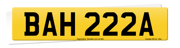 Registration number BAH 222A
